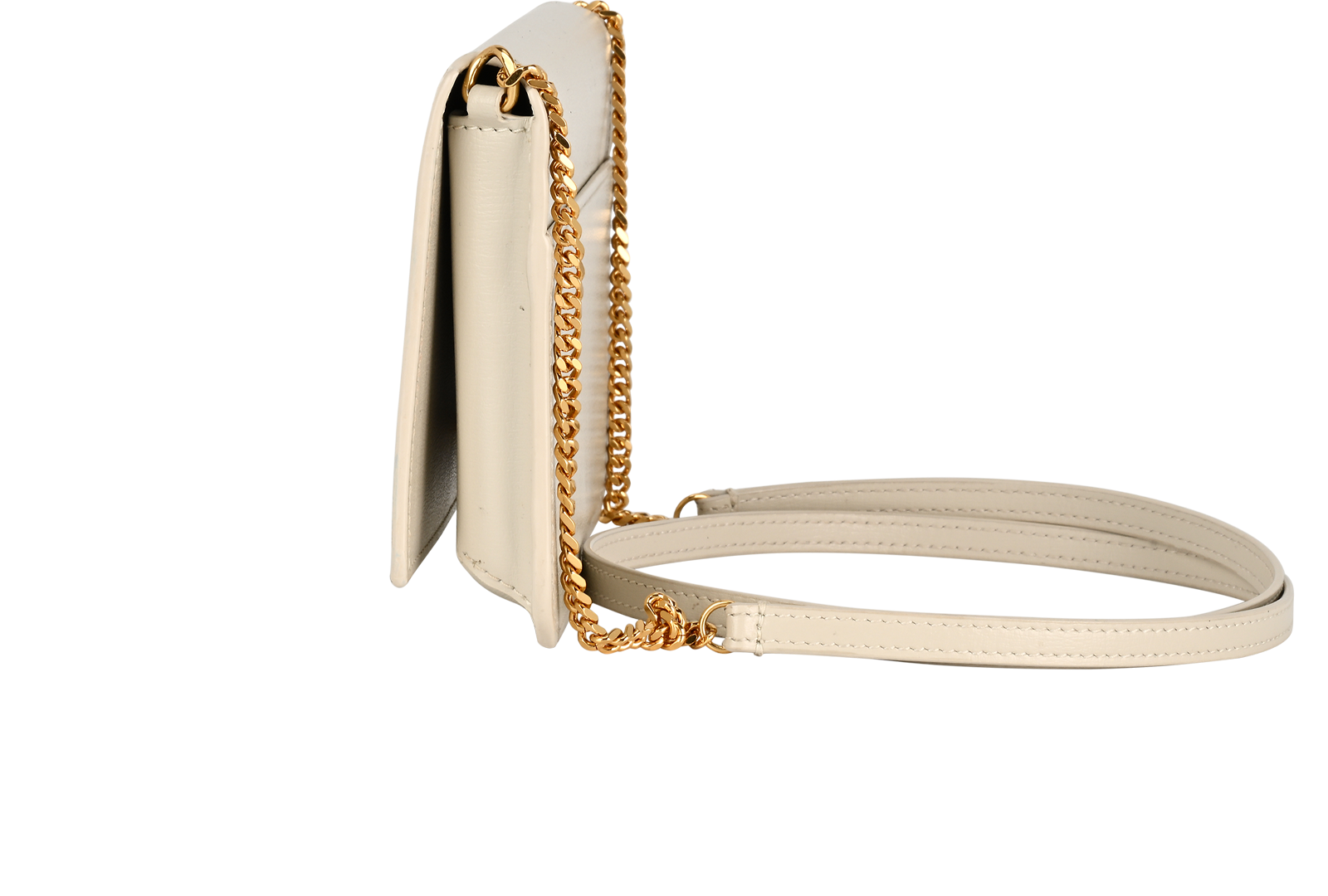 Saint Laurent Cassandre Phone Holder, &pound;420, Accessories, White, Leather, Bottom view
